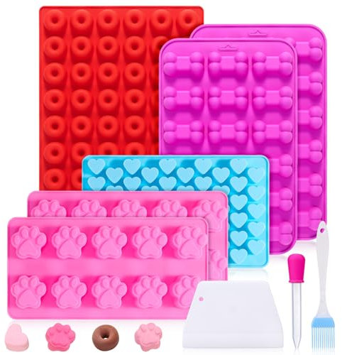 Livdouyu Backmatte Hundekekse, 9 Stück Backmatten für Hundeleckerlies Set, Hundekekse Backform Silikon für Backofen, Mini Backmatte Silikon für DIY Hundeleckerlies, Schokolade, Kekse, Süßigkeiten