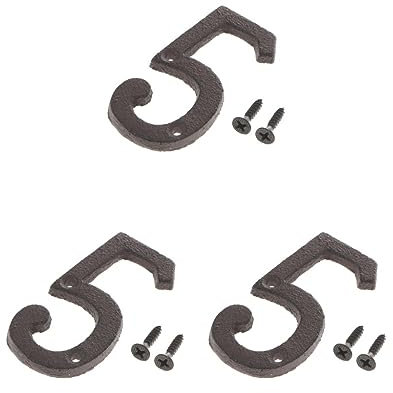 Set di 3 targhe in ferro battuto con numero civico antico per numero civico fai da te numero 5