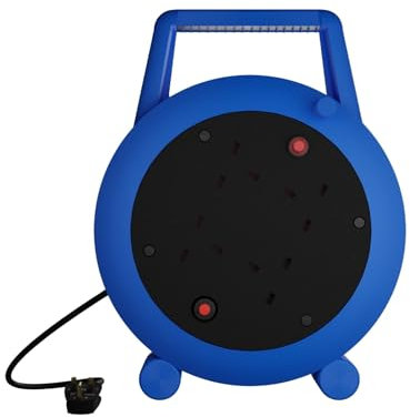 CONNEXION 10m Extension Lead Reel, 4 Way 13 Amp Sockets, 240V Extension Lead, Heavy Duty Cable, 240V Portable Cord Reel, 13 Amp Plug with Thermal Cutout for Overload Protection and Power Indicator