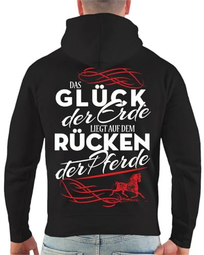 Spaß Kostet Herren Kapuzenpullover Hoodie Pferdesprüche Das Glück Dieser Erde liegt auf dem Rücken der Pferde Größe S - 5XL