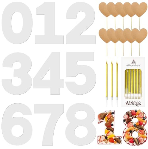 Furuising 9 Piezas Moldes en Forma de Números para Hornear 0 al 8, 12 Pulgadas Moldes para Números, Conjunto de Moldes para Pasteles en Forma de Números para Cumpleaños, Bodas