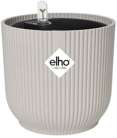 elho Vibes Fold Rund mit Selbstbewässerungssystem - Blumentopf für Innen - 100% Recycelter Kunststoff - Ø 18 cm - Weiß/Seidenweiß