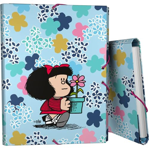 Grafoplas | Carpeta 3 Solapas | Cartón Forrado | Tapa Dura | Tamaño Folio | Plastificado Suave | Colección Diseño Mafalda Lively | Certificado FSC