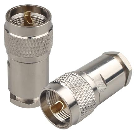 Futheda 2PCS PL259 UHF Male Attach Adapter End Connector Compatible with Walkie Alkie CB Radio Broadcast Marine Ham Cable Telecom Antenna Extension Phone Signal Booster