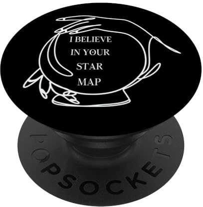 Crystal Ball Star Map Mystic Minimalist Line Drawing PopSockets Standard PopGrip