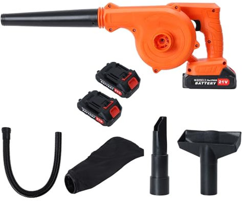 PERZOE 21V Leaf Blower Cordless,600W Portable Dust Leaf Blower, 2-in-1 Lightweight Electric Garden Leaf Blowers and Vacuums for Leaves, Car Corner Dust Clearing UK Fast Arrive UK