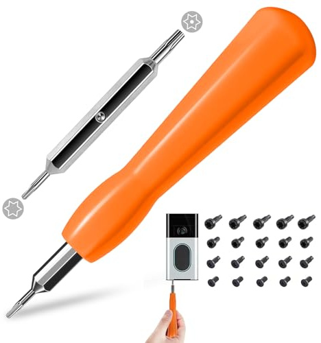 Ring Doorbell Screwdriver Replacement - Double-Ended T6 T15 Security Screws, 20 PCS Spare Screws for Ring Doorbell 2nd Gen (Orange)