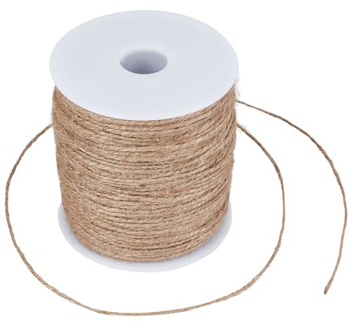 Beebeecraft 100m/109.36 Yards Thin Jute Twine 1mm Hemp Cord String Roll Natural Tan Jute Craft Beading Wrapping Packing Rope for Jewelry Making Wall Hanging Art Project Garden Party DIY Crafts Decor