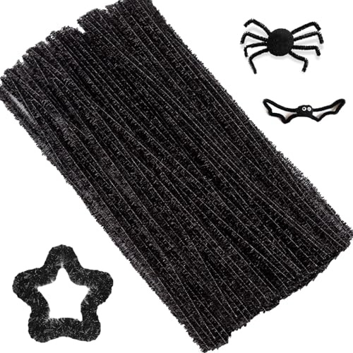 100PCS Pipe Cleaners,Pipecleaners,Pipe Cleaners for Craft,30cmx6mm,Black | Craft Pipe Cleaners,Pipe Cleaners for Craft,Colored Chenille,for DIY Craft Projects,Christmas Ornament Making