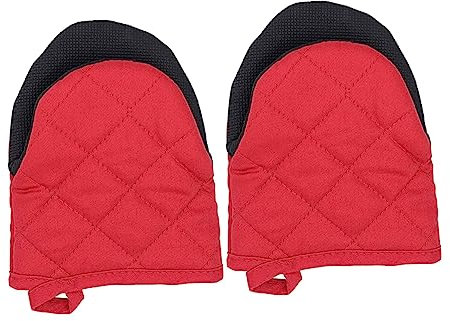 OFFSCH Microwave Oven Gloves Heat Insulation Cooking Gloves Mini Red for Baking and Microwave Use