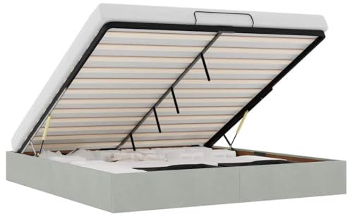 vidaXL Ottoman-Bett ohne Matratze Hellgrau 160x200 cm Samt, Bettrahmen, Bettgestell mit Stauraum, Polsterbett, Bettgestell, Bettrahmen mit Stauraum