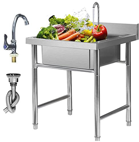 CZAOERXB Lavello da Cucina in Acciaio Inox con paraschizzi Alto, lavello lavamani per Garage, ristoranti, cucine, vasche Singole