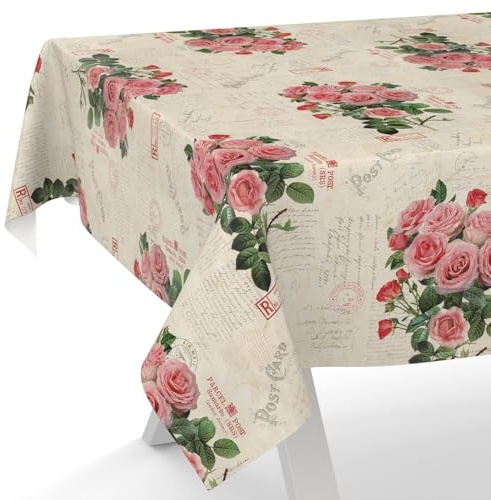 Vaxduk vaxduk bordsduk tvättbar trädgårdsduk vykort rosor 160 x 140 cm skärkant
