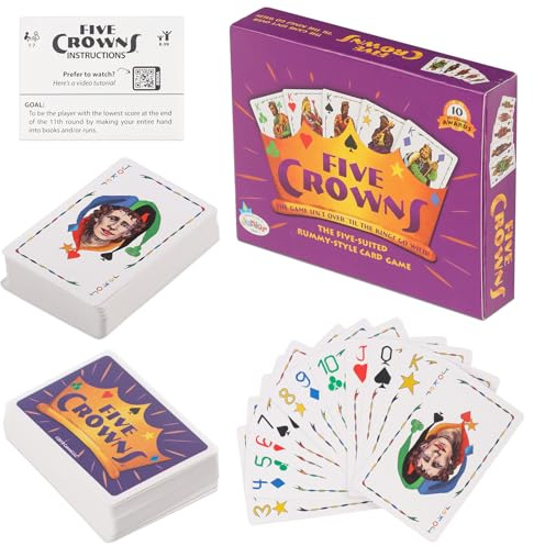 Five-Star Crown Jeu De Cartes, 5 Crowns Jeux De Cartes De Poker, Five Crowns Card Game, Jeu De Cartes à Cinq Couronnes, Jeux de Voyage En Famille, Pour 3-7 Joueurs A Partir De 8 Ans (Version Anglaise)