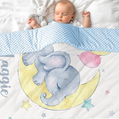 NIBESSER Babydecke mit Name Personalisierte Kinderdecke Baumwolle Individuelle Krabbeldecke doppelseitig Kuscheldecke Geschenk für Mädchen oder Jungen