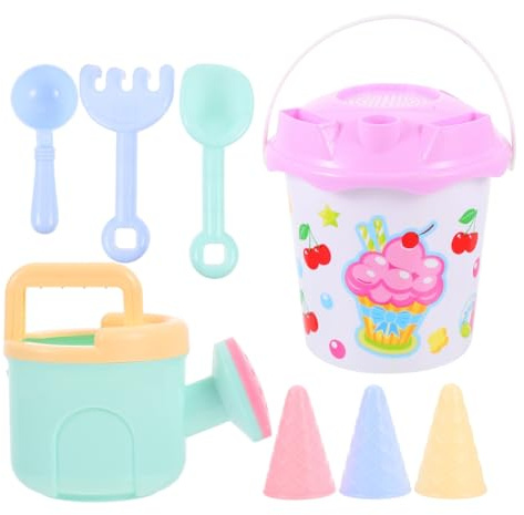 KICHOUSE Set 8 Pezzi Secchiello Da Spiaggia e Paletta Per Bambini, Giocattoli Sandbox Estivi Colorati in Plastica Leggera Per Giochi All’aperto Sulla Sabbia, Divertimento Creativo Per Bambini Al Mare