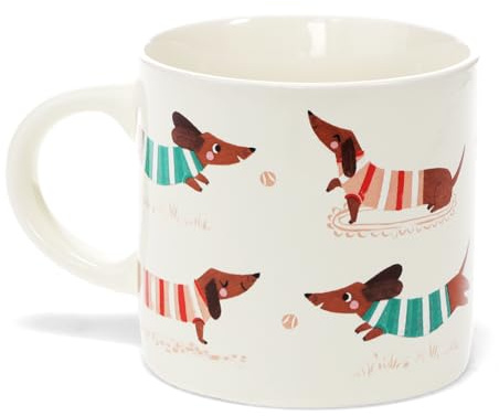 Rex London Taza de cerámica de 350 ml, diseño de perro salchicha