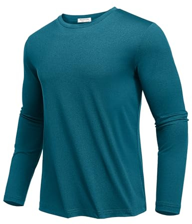 PINSPARK Camiseta Deportiva Hombre Manga Larga Protección Solar UPF 50+ | Secado Rápido Transpirable, Running Fitness Senderismo Actividades Al Aire Libre, Alto Rendimiento Cuello Redondo