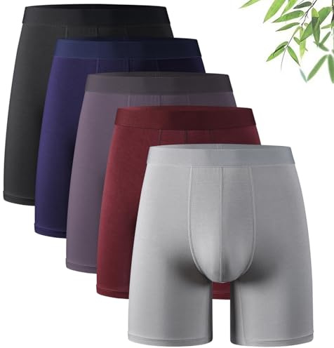 Orykas Ultra-Absorbent Incontinence Boxer Briefs, Men's Washable Reusable Cotton Boxer (5-Pack,L)