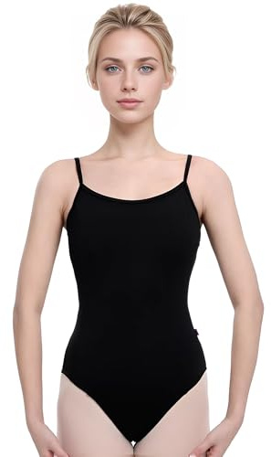 s.citron vuxen ballerina spaghettirem rygglös utklipp linne dans trikåer för balett, Svart, 160/84A/XS