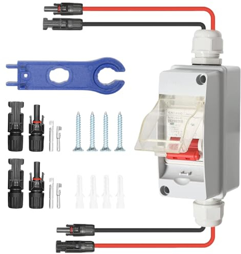 Solar Panel Disconnect Switch, 32 Amp 500V DC Miniature Circuit Breaker with PV Connector & IP65 Waterproof Box for Outdoor PV or AC Stystem