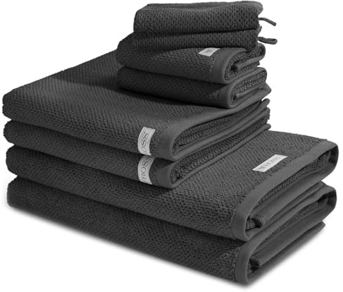 Ross - 8 teiliges Frottier-Set - Selection Bio-Baumwolle (2 X Wasch- 2 X Gäste- 2 X Dusch- 2 X Handtuch im Set) - 540 g/m2 - Baumwolle - Frottee - saugstark - weich und flauschig - Anthrazit