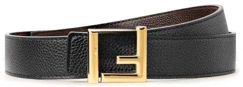 ZHUOMOT Ledergürtel Herren Schwarz mit Gold Doppel-F-Schnalle, Breite 3.6 cm, Herrengürtel Leder Schwarz Ledergürtel Herren, Länge 120 cm, Geschenke für Männer Weihnachtsgeschenke Für männer