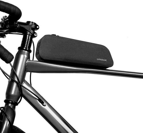 UROUK Borsa per Tubo Superiore per Bicicletta con Cerniera da EVA con Impermeabile,Borsa per Telaio da Bicicletta Para Movimento per Bici da Corsa,Gravel e MTB，Nero