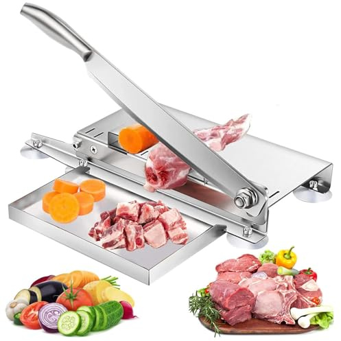 Manual Bone Meat Cutter, Stainless Steel Chopper for Fish, Chicken, Beef, Frozen Meat, Vegetables & Deli - Home and Commercial Food Slicer Machine