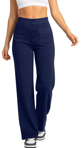 Neteson Pantaloni Casual Donna Larghi Comod Eleganti Pantaloni Lavoro Larga | Pantaloni Palazzo Vita Alta Pantalone Business Leggeri con Tasche