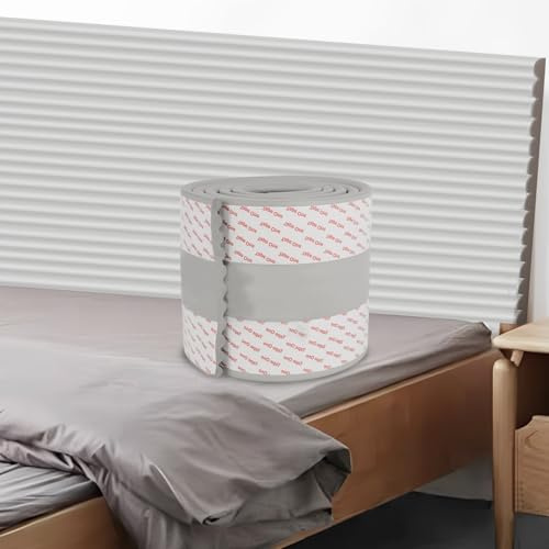 2M Anti Collision Wall Padding, 3D Upholstered Wall Panels Self Adhesive, 1.2CM Thick Soft Wall Cushion for Bedroom & Living Room, Padded Wall Panels (Grey,20x200CM)