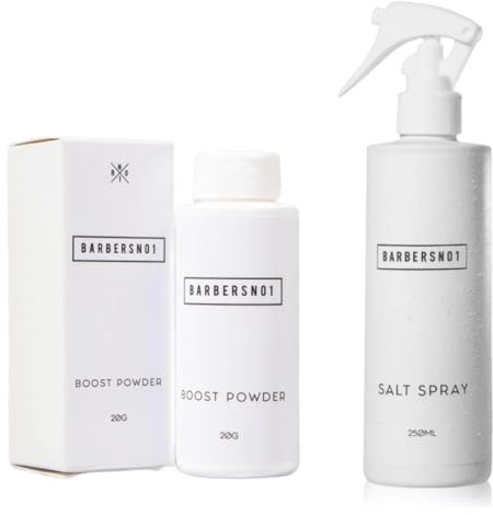 Barbers No.1 Hair Styling Bundle for Men – Volumising Boost Powder & Sea Salt Spray for Natural Texture & Flexible Hold