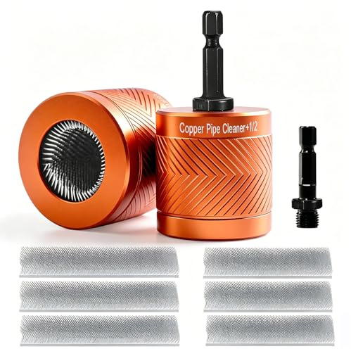 Copper Pipe Cleaner,15+22mm Drill Tube Cleaning Brush | Upgraded Carbon Steel Copper Pipe Tube Cleaning Brushes with Hex Shank (New)