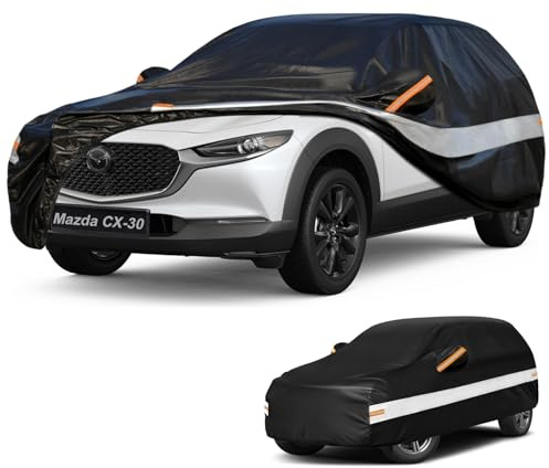 Holthly Funda Coche Exterior SUV para Mazda CX-30（2019-2026）,Funda Coche 10 Capas de Protección,Cubre Coche 100% Impermeable,Antipolvo,Cortaviento,Impermeable a la Lluvia,Protección UV.