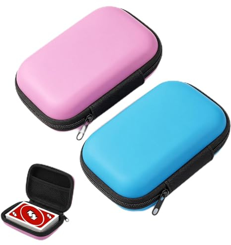 Eirian 2 Pcs Waterproof Playing Card Case Portable Card Holder for UNO and Standard Cards, Travel, Camping, and Outdoor Gaming (Blue/Pink)