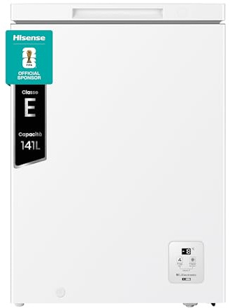 Hisense HCF145E NUOVO Congelatore a pozzo 141 litri, Super Silenzioso 40 db, classe E, (L*P*A): 60,6×55,9×85,8 cm, Bianco