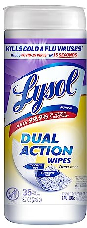 Lysol Dual Action Disinfecting Wipes, Citrus, 35ct