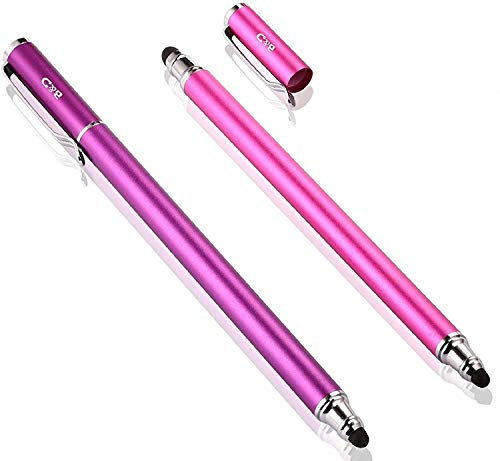 B&D Penna per Tablet Capacitivo 2-in-1 Pennino per Touch Screencon con 10 Punte di Ricambio in Gomma per iPad/iPhone/Samsung Galaxy/Xiaomi/Huawei - Viola/Rosa