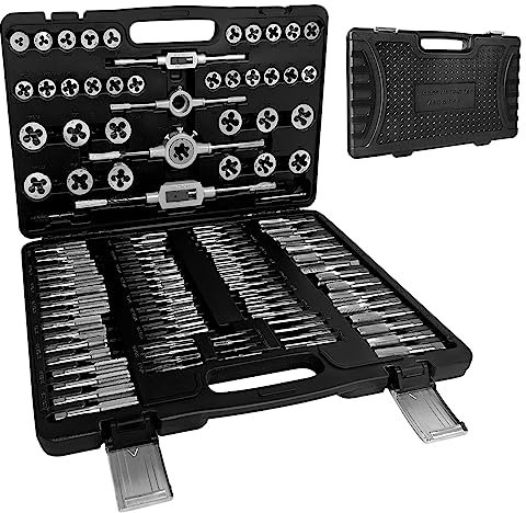 XMTECH 110-Tlg. Gewindeschneidsatz M2-M18 Gewindeschneidwerkzeug-Satz Fein Gewinde Schneider Bohrer Werkzeug Set