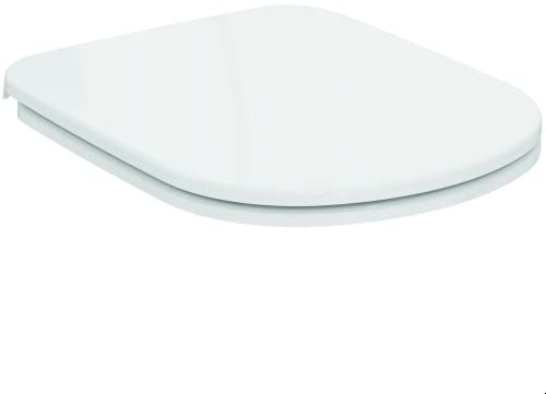 Ideal Standard i.life A Sedile WC, Forma a D, Sedile del WC con meccanismo di chiusura ammortizzata e lunga durata, in robusto duroplast – Bianco (365x445x40 mm)