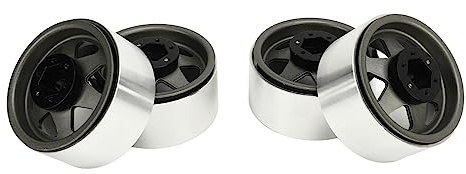2.2 Inch RC Car Beadlock Wheels Rim, 4Pcs Metal Beadlock Wheel Rim, Offset ‑8.9mm, Hub Wheel Rims for SCX10 90046, for D90, for HSP, for Redcat, for, HPI (Grey)
