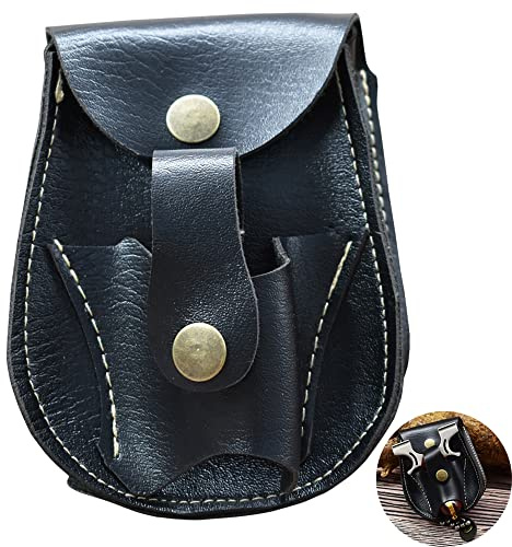 Runzkzy Slingshot Ammo Pouch Magnetic Slingshot Pouches Leather Storage Bag Case with Belt Clip for Hunting Shooting Steel Balls Pellets (Black)