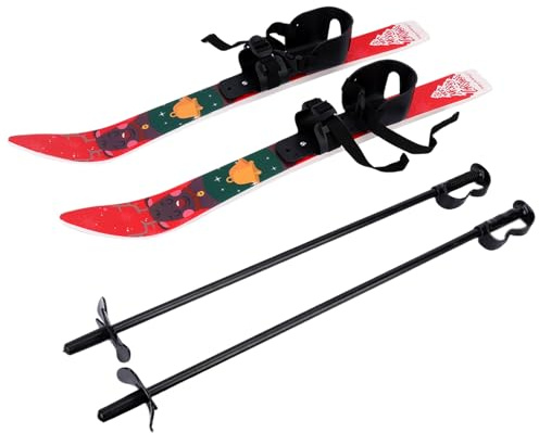 CUSROS Sci da neve con bastoni e attacchi per bambini dai 4 anni, lame da sci, snowboard, lame da neve, set da sci da cortile per bambini principianti, leggero, robusto, sicuro, attrezzatura da sci