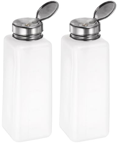 QUARKZMAN 2 stycken alkoholdispenser med lösningsmedel 500 ml (16,9 oz) tryckvätskepump, flaska med tätande lock i rostfritt stål för aceton rengöringsmedel polerborttagare, vit
