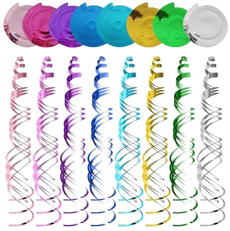 48 Pièces Serpentins en Spirale Multicolores Décorations de Fête Guirlandes Tourbillons Suspendus pour Fête Anniversaire Mariage Noël Foraine