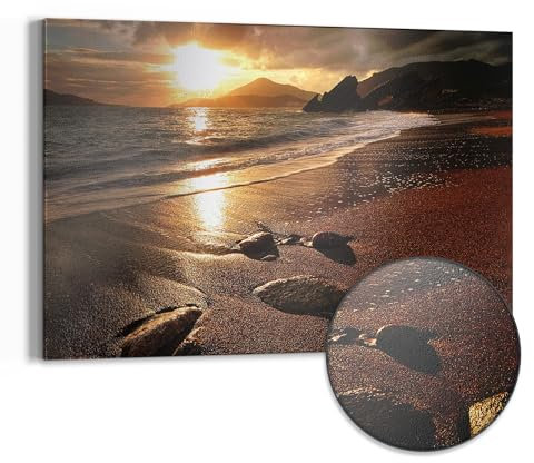 DEQORI Metall Magnettafel | 60x40 cm cm groß | Motiv Strand im Sonnenuntergang | Whiteboard für alle Magnete | Magnetboard Wand-Tafel für Küche & Büro | Design Magnetwand Pinnwand magnetisch