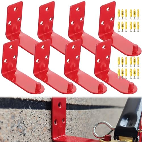 QSLKI 8 Piezas Soporte De Extintor, Gancho De Pared Para Extintor, Soporte Pared Ganchos De Montaje, Soporte Universal Para Apto Para Escuelas, Oficinas, Rojo, En Casa, en la Tienda (Modelo 1)