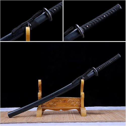 Massivt trä katana med slida, riktiga samuraj träningssvärd, handgjord träningskniv i trä, Kendo, för insamling, Iaido cosplay tillbehör, kampsporter-Silver Gray||103CM