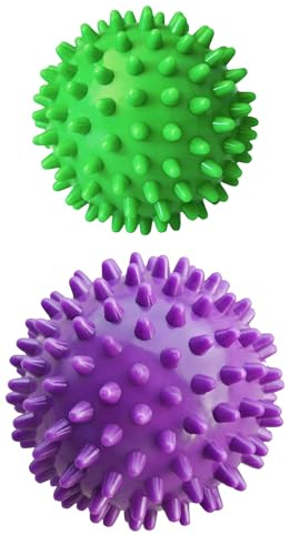 G5 HT SPORT [Lot de 2 balles de massage avec pointes 75/90 mm] Spiky Ball Trigger Point pour pieds plantaire Dos Libération Myofasciale Récupération Musculaire | Bien-être Maison Gym Yoga (VERT/VIOLE)