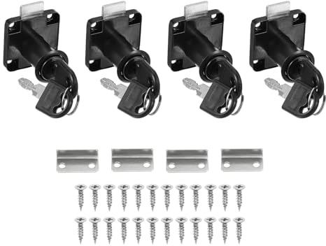 PATIKIL 4-pack låslås med nycklar, annorlunda legerat stål skrivbordslås med 1-1/4 längd 3/4 tum diameter cylinder kamskåp lås för arkivlåda husbilsförvaring utbyte, svart